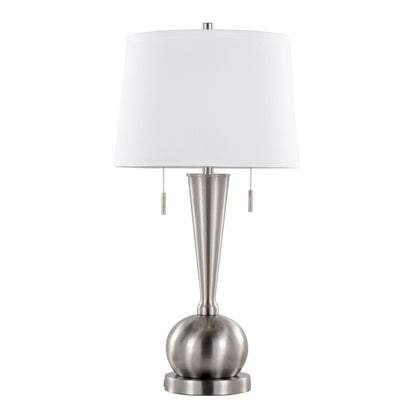 Jules - Contemporary Table Lamp Built In USB Port (Set of 2) - Brushed Nickel