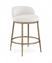 Load image into Gallery viewer, Ferro - Linen Textured Performance Fabric Upholstered Counter Stool - Cream / Brushed Gold
