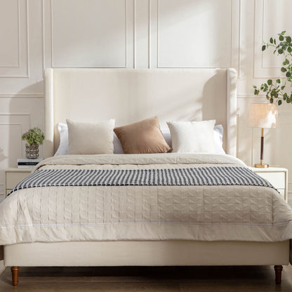 Harper - California King Size Tall Headboard Upholstered Bed - Ivory