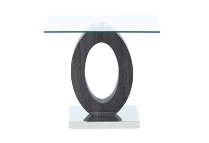 T1628 - End Table Column And Base - Dark Gray / Silver / White