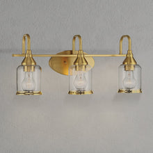 Load image into Gallery viewer, 3 Lights Brush Vanity Light - Clear / Gold
