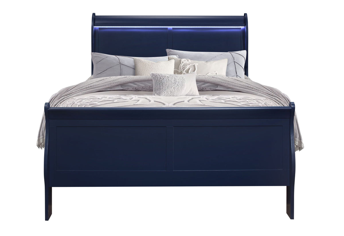 Charlie - Full Bed With LED Side Rails - Blue