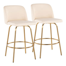 Load image into Gallery viewer, Toriano - Contemporary, Fixed Height Counter Stool With Swivel With Round Footrest (Set of 2)
