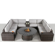 Load image into Gallery viewer, Patio Seating Group With Cushions And Fire Pit - Espresso
