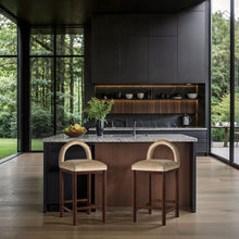Load image into Gallery viewer, Conrad - Velvet Counter Stool With Brown Legs
