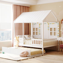 Load image into Gallery viewer, House Bed With Twin Size Trundle, Daybed

