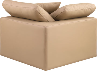Comfy - Faux Leather Corner Chair - Tan