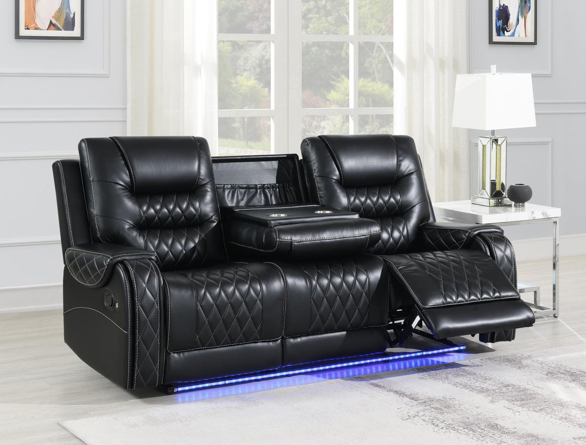 U140 - Motion Sofa With Drop Down - Black