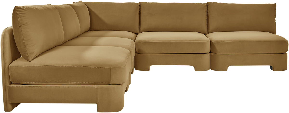 Hammond - Velvet Performance Fabric Upholstered 5 Piece Armless Sectional