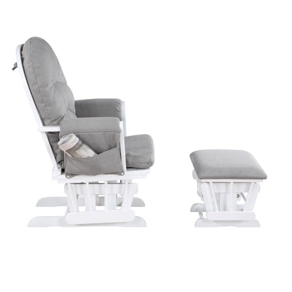 Mason - Glider And Ottoman White Wood - Gray