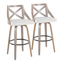 Load image into Gallery viewer, Charlotte - Farmhouse Fixed Height Barstool With Swivel &amp; Round Footrest (Set of 2) - Light Gray / Cream
