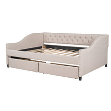 Load image into Gallery viewer, Upholstered Daybed With Two Drawers, Wood Slat Support
