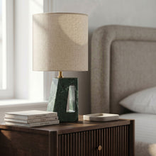 Load image into Gallery viewer, Vellum - Genuine Marble Base And Linen Textured Fabric Shade Table Lamp
