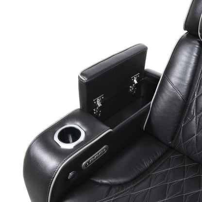 U70 - Power Reclining With Power Headrest, Massage, Heat, Ambient Lighting, Storage Arms / USB - Black