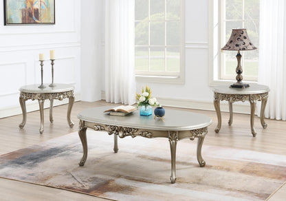 T197 - Coffee Table & 2 End Tables - Champagne