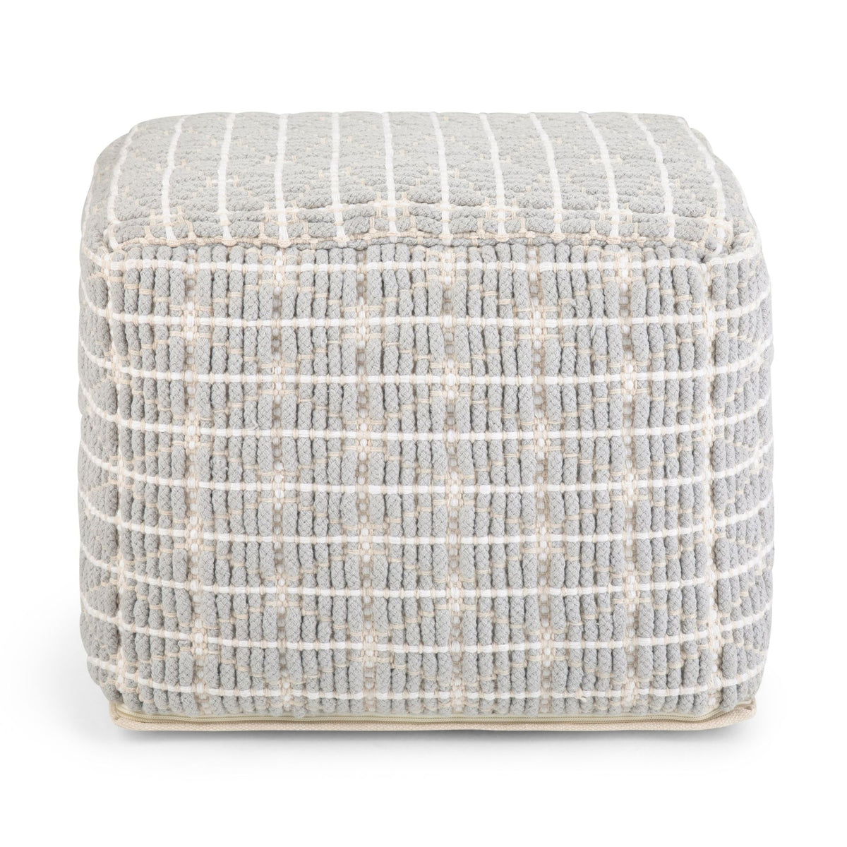 Noreen - Square Pouf - Light Blue / White - Ego Home Furniture