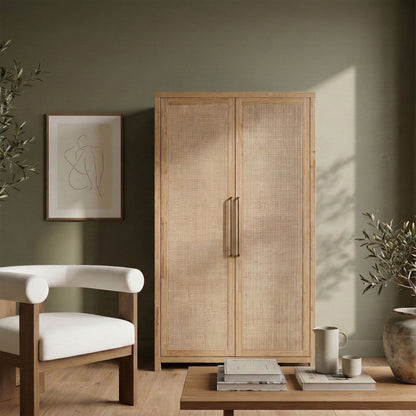 Vana - Solid Wood, Oak Veneer And Stainless Steel Storage Cabinet