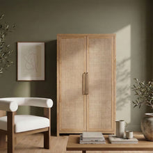 Load image into Gallery viewer, Vana - Solid Wood, Oak Veneer And Stainless Steel Storage Cabinet
