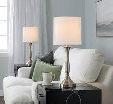 Load image into Gallery viewer, Sawyer - Contemporary Table Lamp (Set of 2) Built In USB Port - Nickel / White
