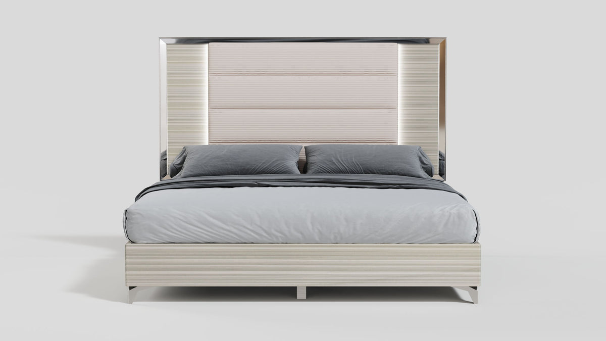 Zambrano - Queen Bed Headboard With LED - Light Gray / White