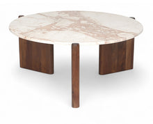 Load image into Gallery viewer, Varenna - Marble Top And Acacia Wood Base Coffee Table - Cream
