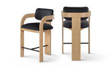 Load image into Gallery viewer, Cedra - Velvet Performance Fabric Upholstered Counter Stool - Natural Frame
