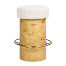 Load image into Gallery viewer, Nebula - Backless Round Upholstered Counter Stool With Burl - Ivory White
