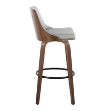Load image into Gallery viewer, Gianna - Mid-Century Modern Fixed Height Barstool &amp; Swivel With Round Footrest (Set of 2) - Walnut / Light Gray
