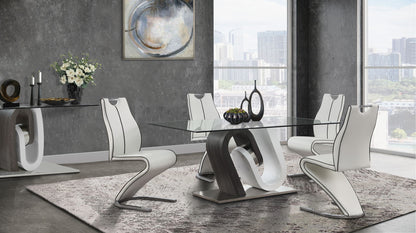 D4127 - Dining Table - Dark Gray / Silver