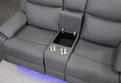 U6026 - 3 Piece Living Room Set (46A Reclining Sofa, Console Reclining Loveseat With Speaker And Glider Recliner) - Gray