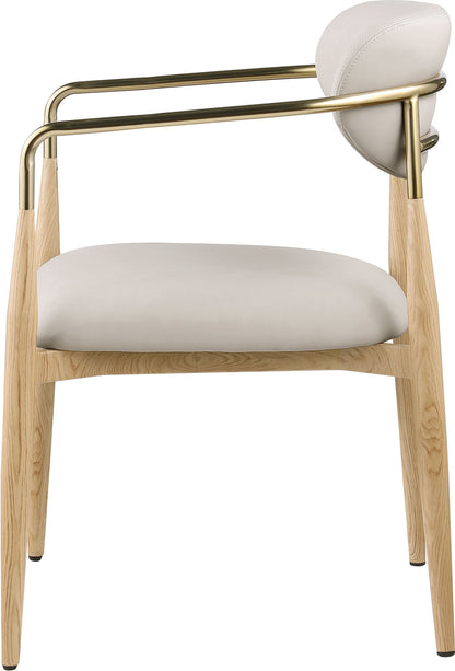 Ronda - Vegan Leather Upholstered Dining Arm Chair - Natural Legs