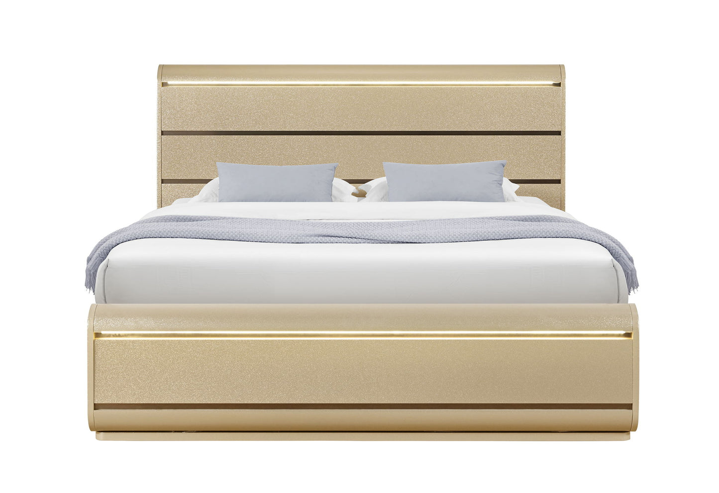 Genesis - Queen Bed With LED - Gold