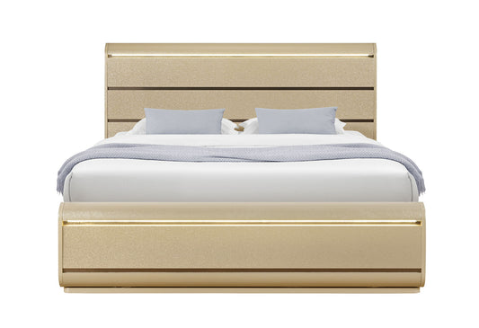 Genesis - Queen Bed With LED - Gold