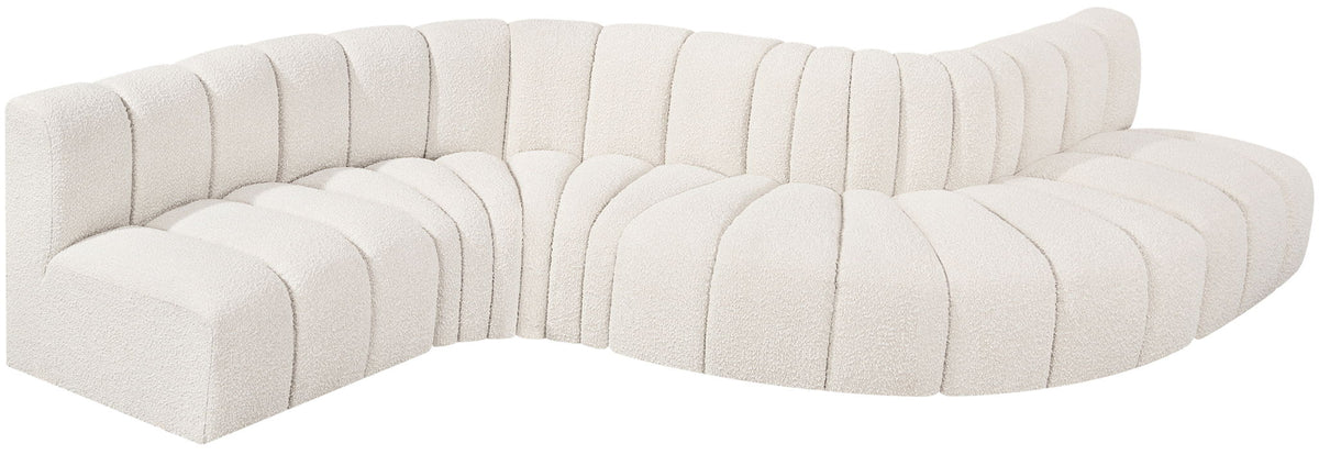 Arc - Boucle Fabric 6 Piece Curved Modular Sofa