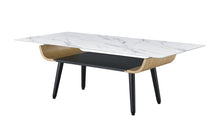 Load image into Gallery viewer, Landon - Coffee Table With Glass Marble Texture Top And Bent Wood Design
