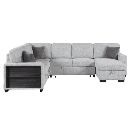 Giza - Modular Sectional Sofa With Sleeper, Storage, USB Charging - Gray