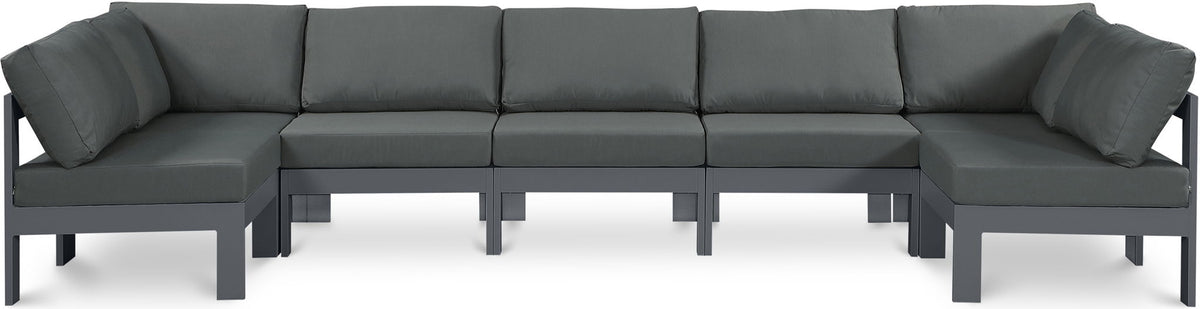 Nizuc - Outdoor Patio 7 Piece Modular Sectional With Gray Frame