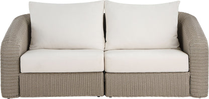 Seacrest - Olefin Water Resistant Fabric And Wicker 2 Piece Outdoor Patio Modular Loveseat