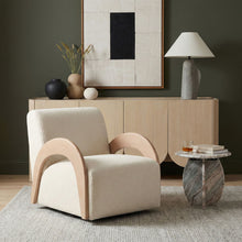 Load image into Gallery viewer, Neria - Chenille Fabric Upholstered Swivel Accent Chair - Cream / Painted Natural

