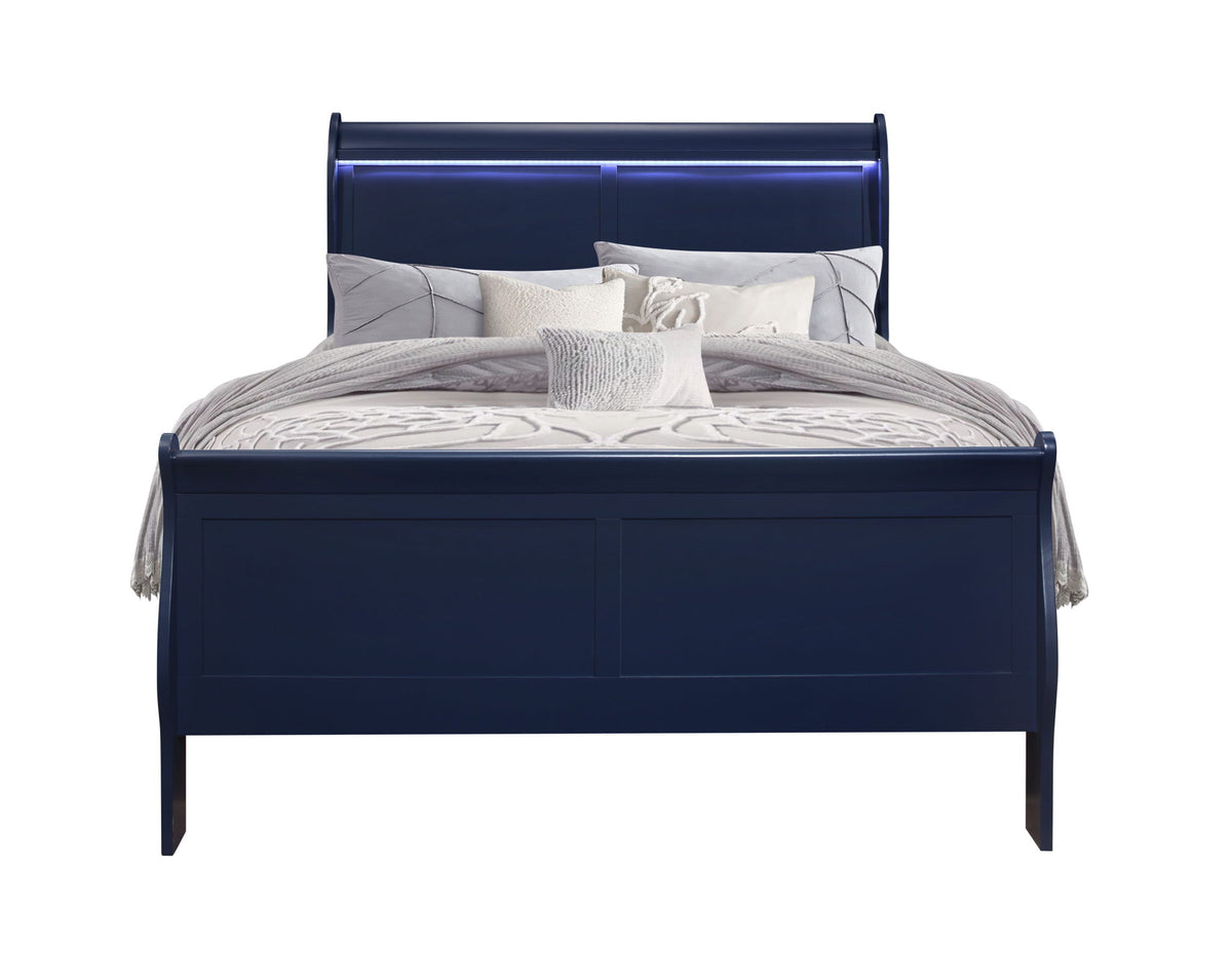 Charlie - Full Bed With LED Side Rails - Blue