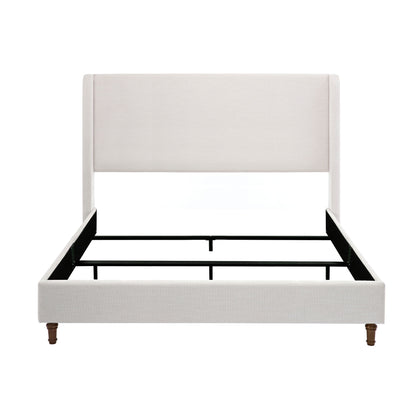 Hayden - King Size Upholstered Wingback Bed With And Tall 54" Headboard - Ivory - Ego Home Furniture
