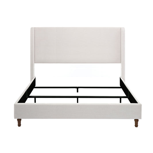 Hayden - King Size Upholstered Wingback Bed With And Tall 54" Headboard - Ivory - Ego Home Furniture