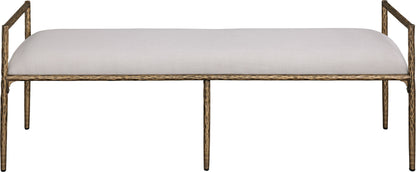 Axis - Linen Textured Beige Fabric Upholstered Bench - Ego Home Furniture
