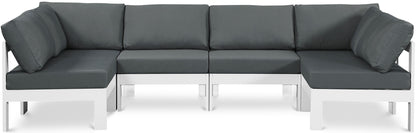 Nizuc - Outdoor Patio 6 Piece Modular Sectional With White Frame