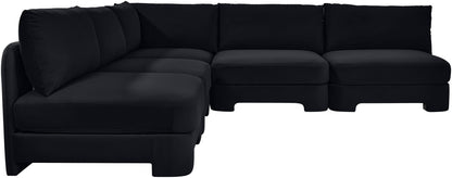 Hammond - Velvet Performance Fabric Upholstered 5 Piece Armless Sectional
