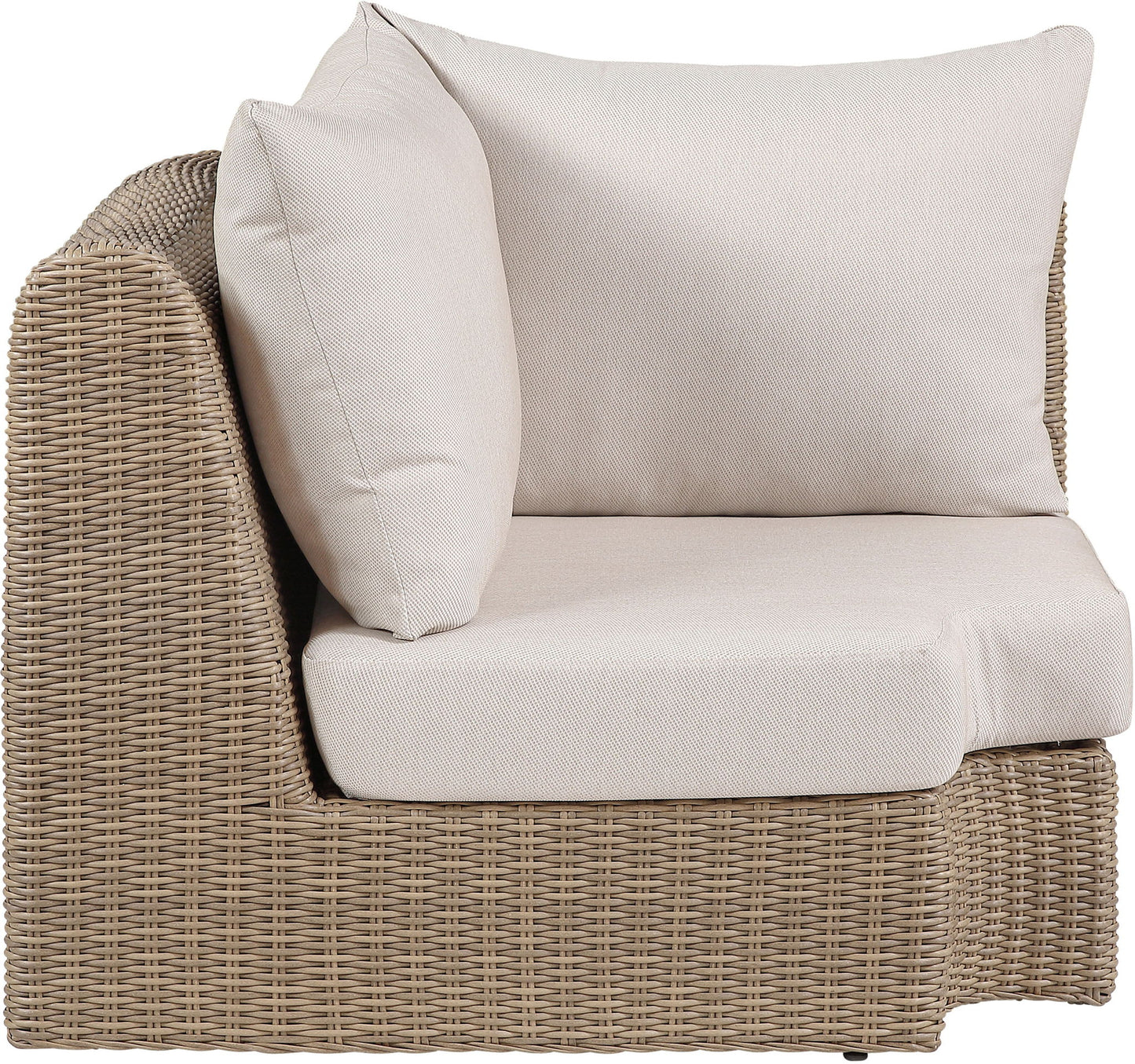 Seacrest - Olefin Water Resistant Fabric And Wicker Outdoor Patio Corner Chair