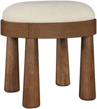Load image into Gallery viewer, Larea - Linen Textured Fabric Upholstered Ottoman - Walnut Base

