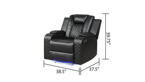 Galaxy Home Benz LED & Power Recliner Chair in Black