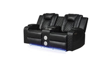 Load image into Gallery viewer, Galaxy Home Benz LED &amp; Power Reclining Loveseat in Black image
