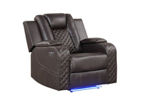Load image into Gallery viewer, Galaxy Home Benz LED &amp; Power Recliner Chair in Brown
